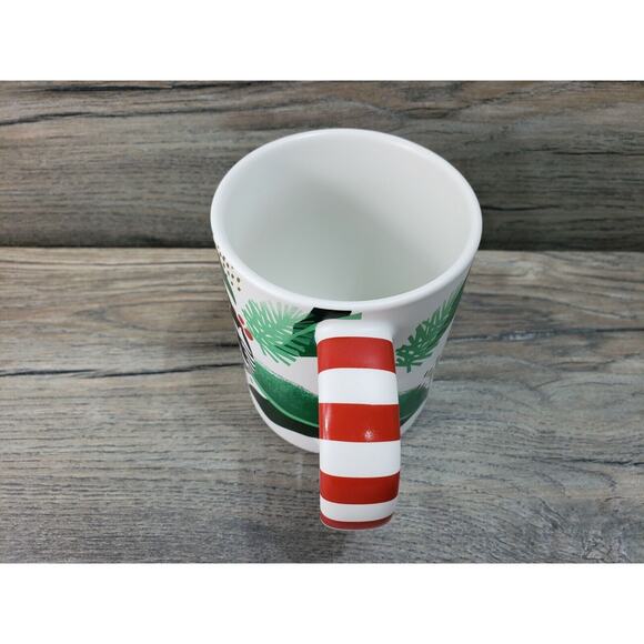 Starbucks 2009 Christmas Striped Candy Cane Handle Coffee Mug Cup - Picture 6 of 9